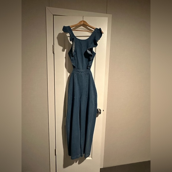 Denim Cutout Jumpsuit - Picture 1 of 3